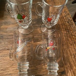Santa, Glass coffee mugs, set of 4